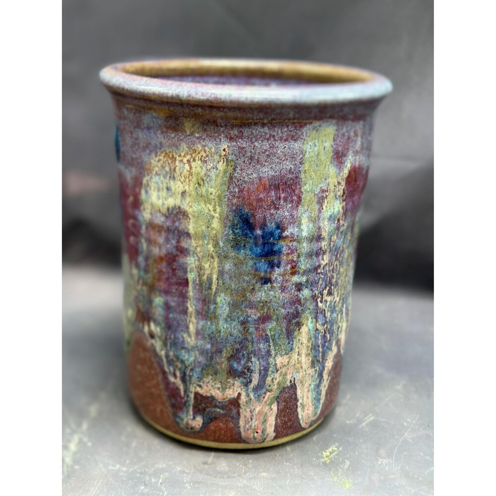 Art Pottery Vase: Abstract Drip Glaze Design